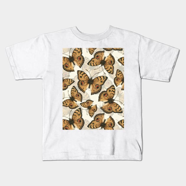 Peacock pansy butterfly pattern Kids T-Shirt by katerinamk